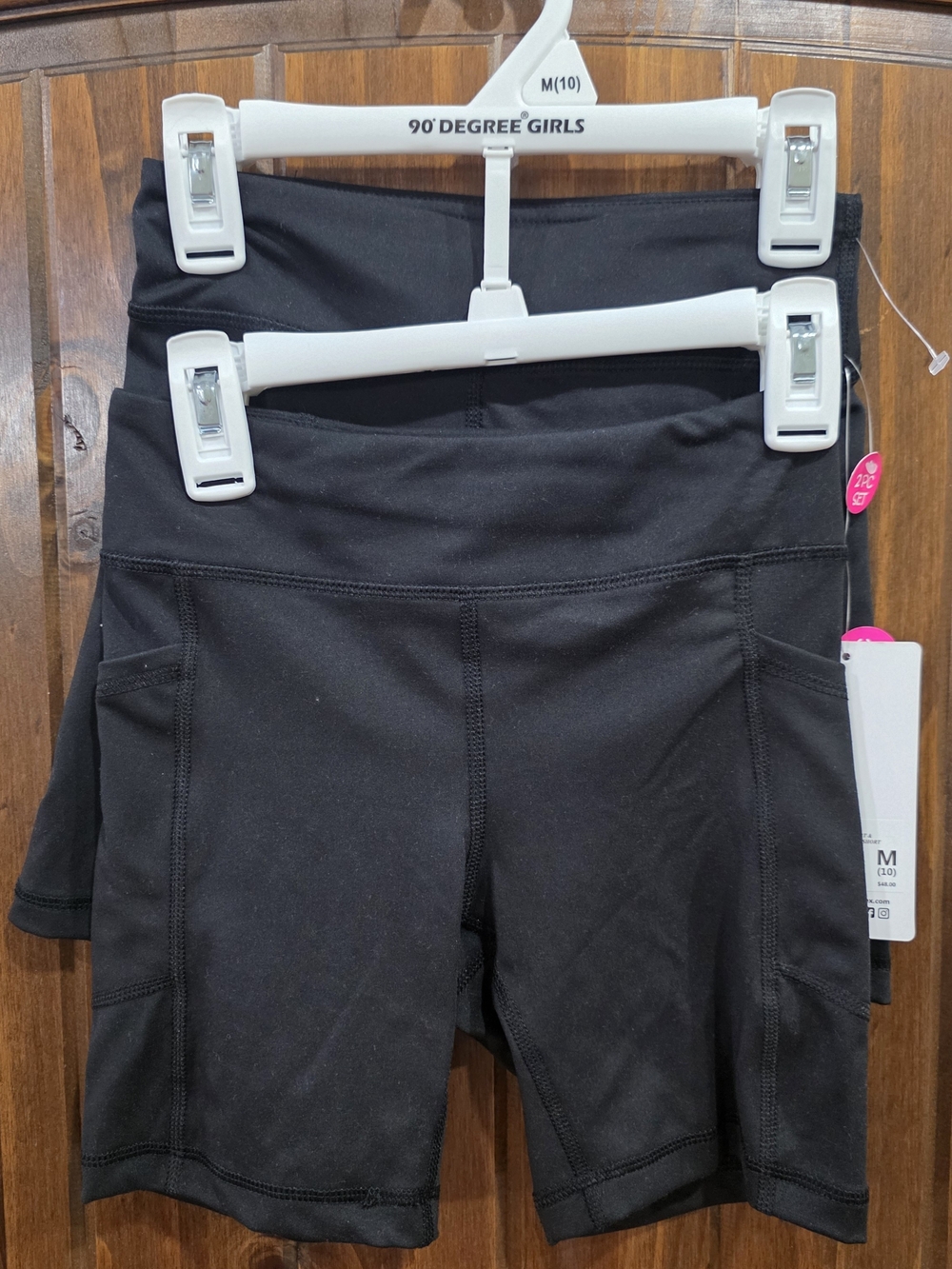 90 Degree By Reflex Black Athletic Bike Shorts with Side Pockets